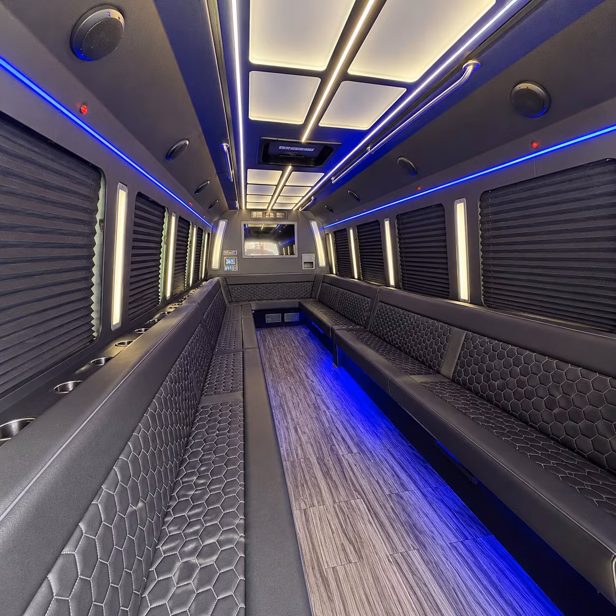waterbury 30 passenger party bus interior