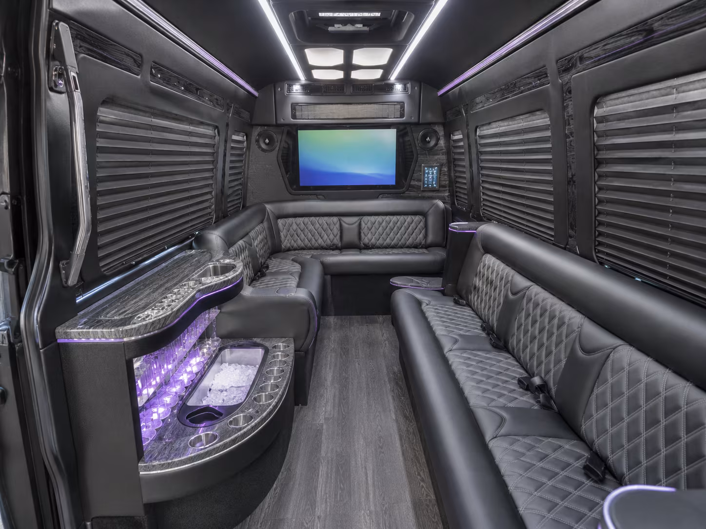 waterbury 40 passenger party bus inside